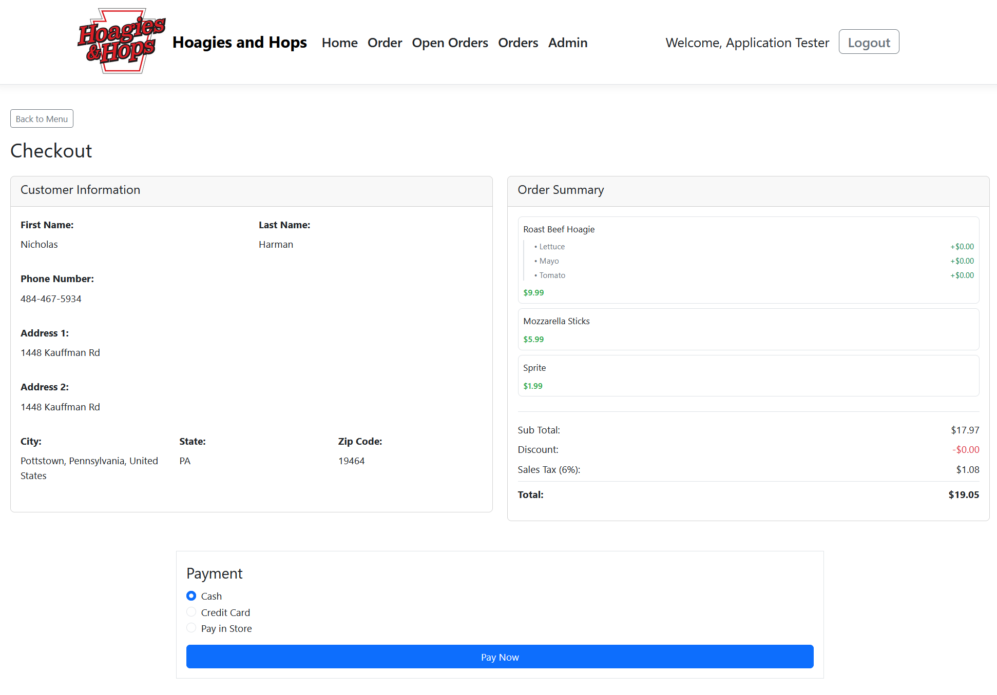 POSiTURA checkout screen